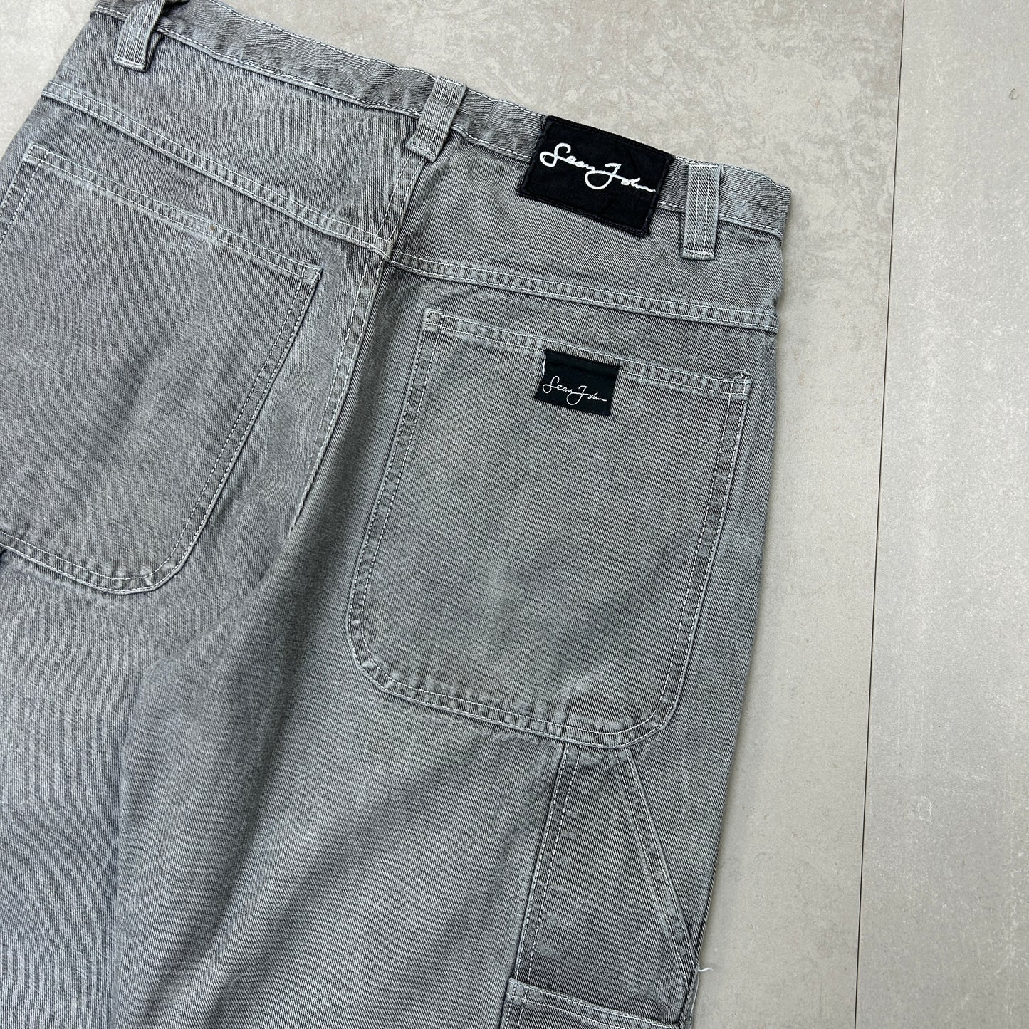 Vintage Sean John Embroidered Hip Hop Baggy Grey Shorts Jorts - 35