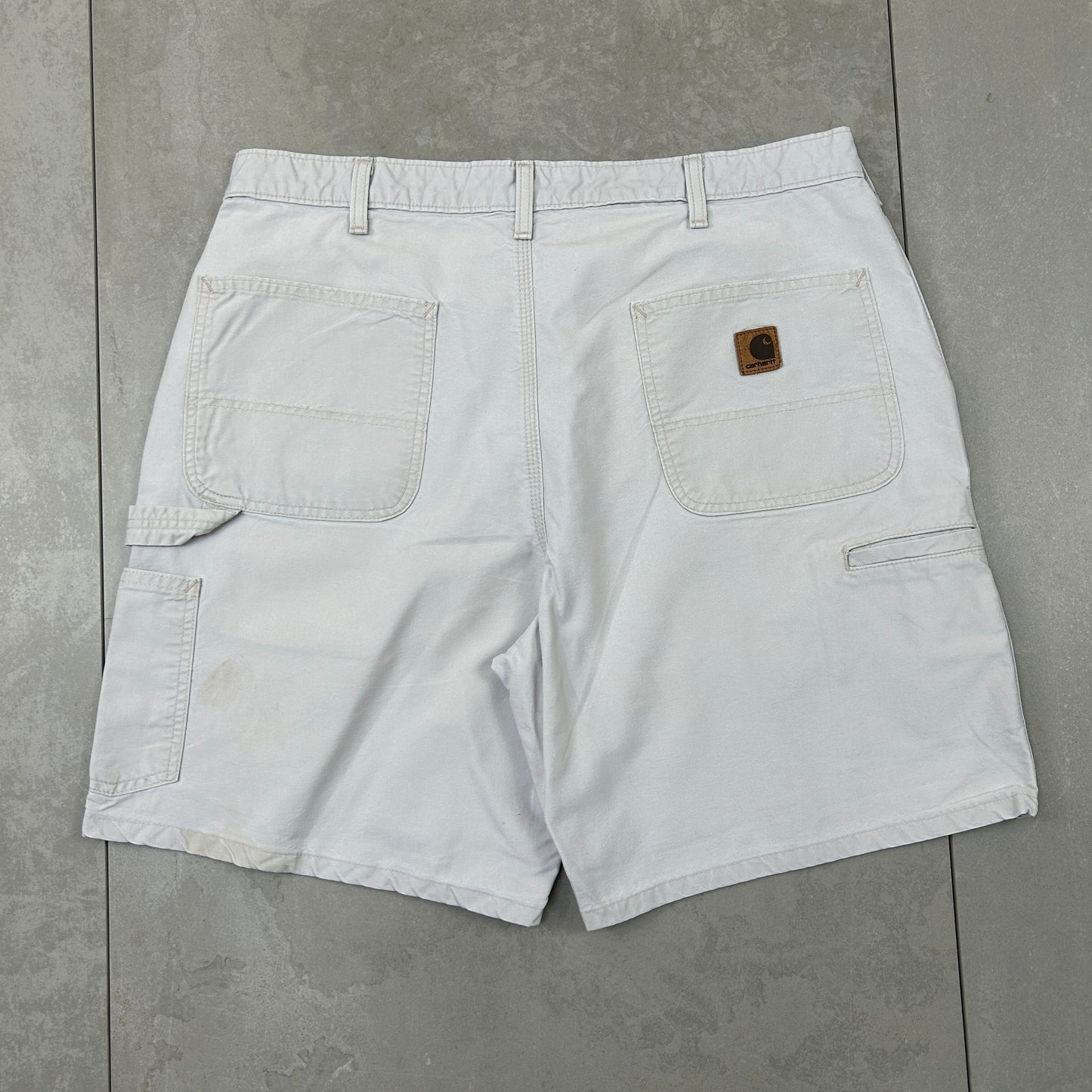 Vintage Carhartt Workwear Baggy White Carpenter Shorts - 36