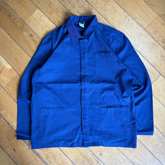 Vintage French Chore Workwear Jacket Blue Overcoat - XL