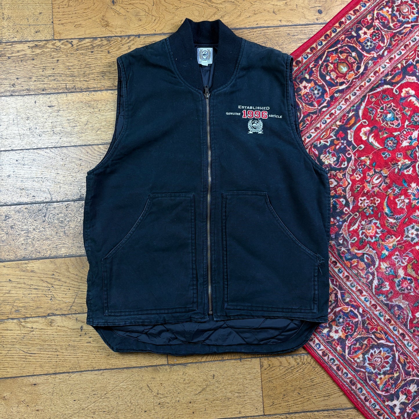 Vintage Black Gilet Vest Workwear Carhartt Style Jacket - S