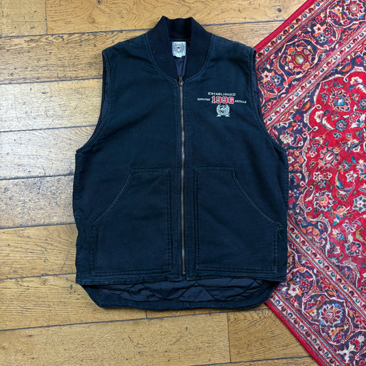 Vintage Black Gilet Vest Workwear Carhartt Style Jacket - S