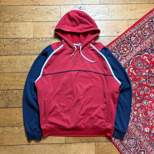 Vintage Nike Y2K Red Hoodie Sweatshirt - L