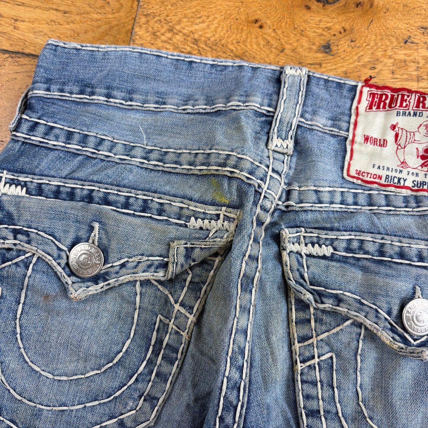 Vintage True Religion Blue Embroidered Y2K Shorts Jorts - 30