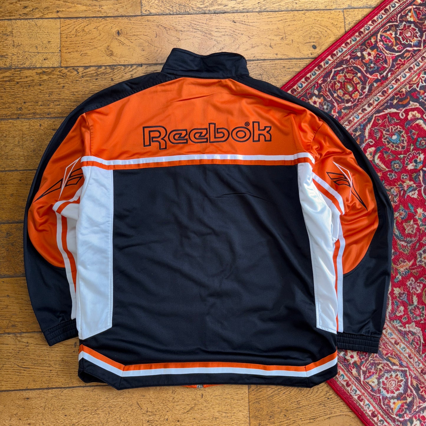 Vintage Reebok Orange Black Tracksuit Track Shell Windbreaker Jacket - XL