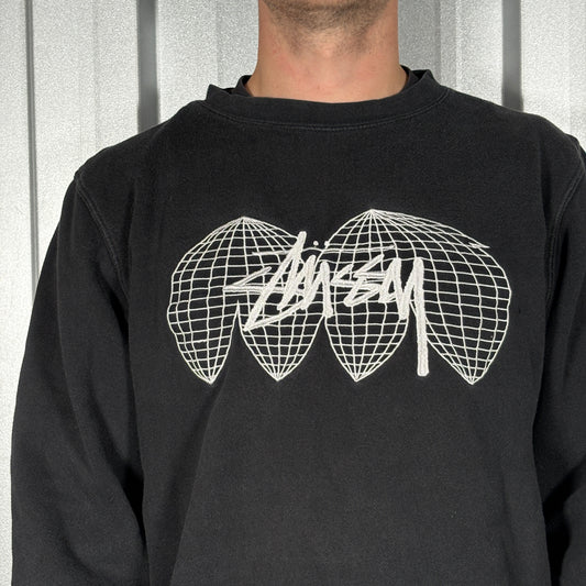 Stussy Black Embroidered Sweatshirt - XL