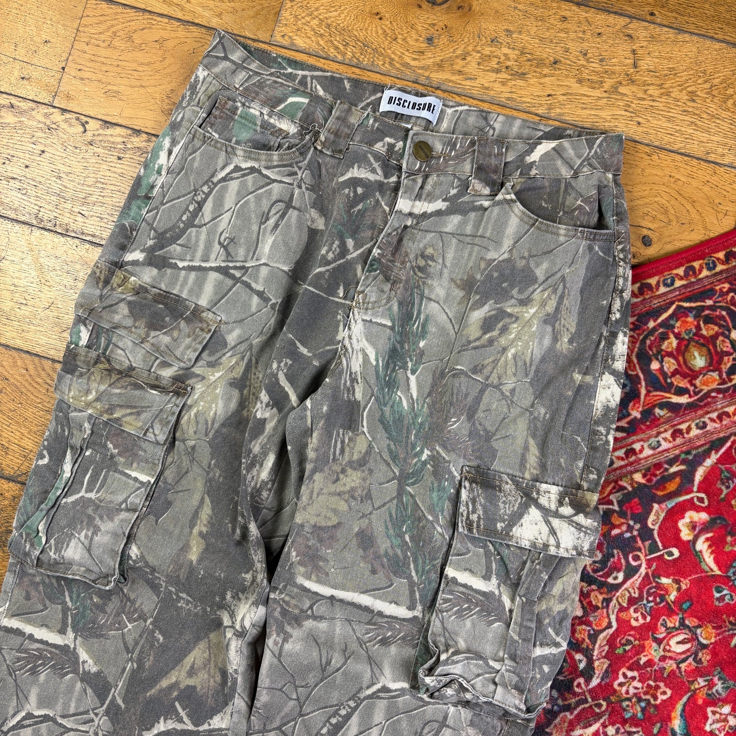 Vintage Real Tree Camo Cargo Green Hunting Workwear Trousers - 34