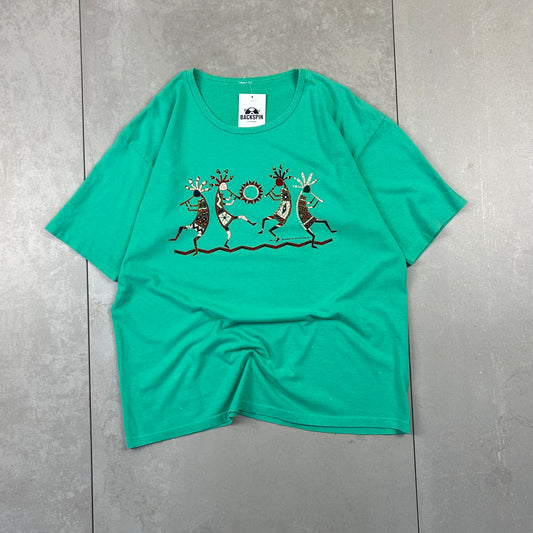 Vintage 90s Single Stitch Green Graphic T-Shirt - M