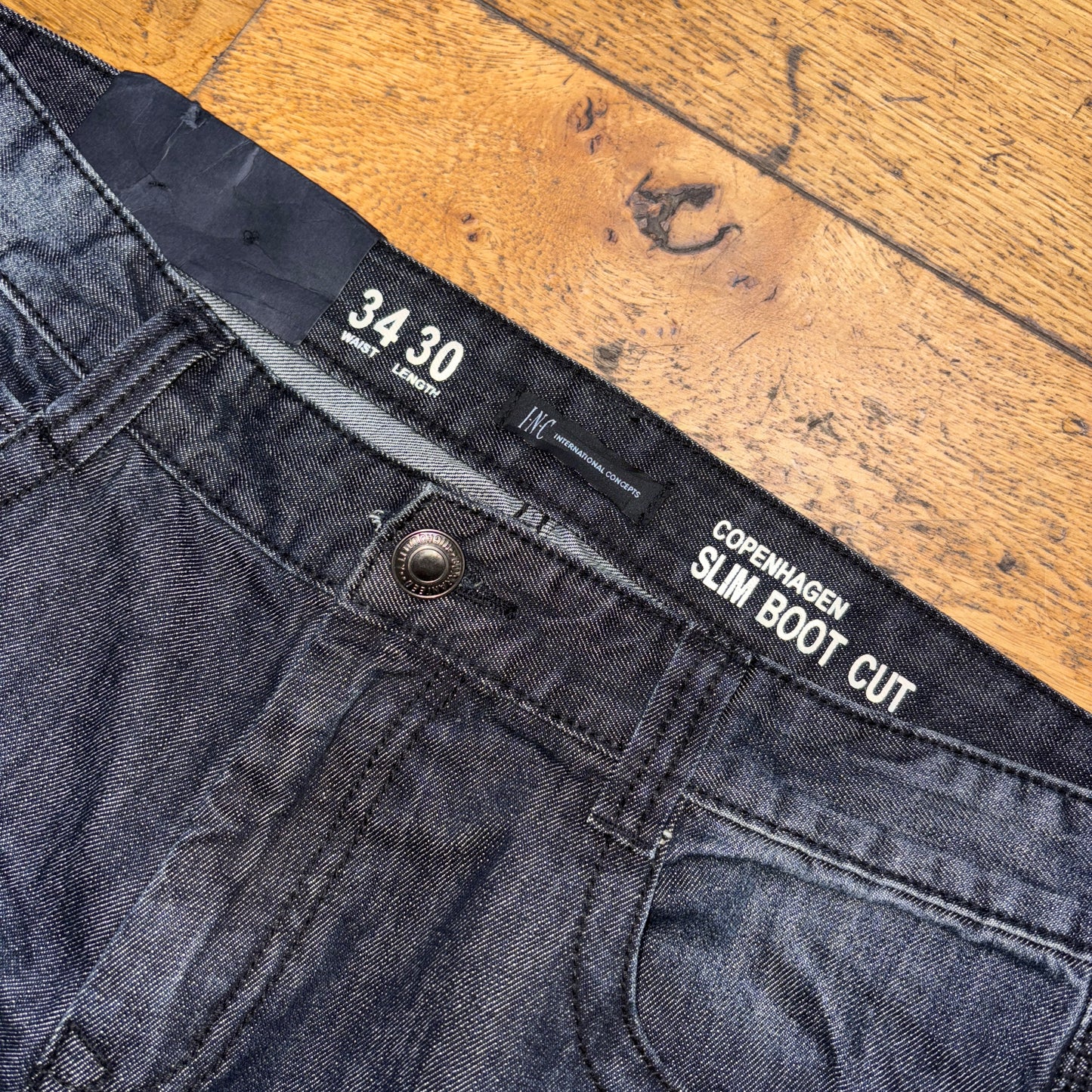 Vintage Navy Embroidered Y2K Hip Hop Bootcut Jeans - 36R