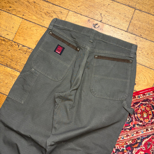 Vintage Wrangler Green Grey Carpenter Workwear Baggy Trousers - 33R