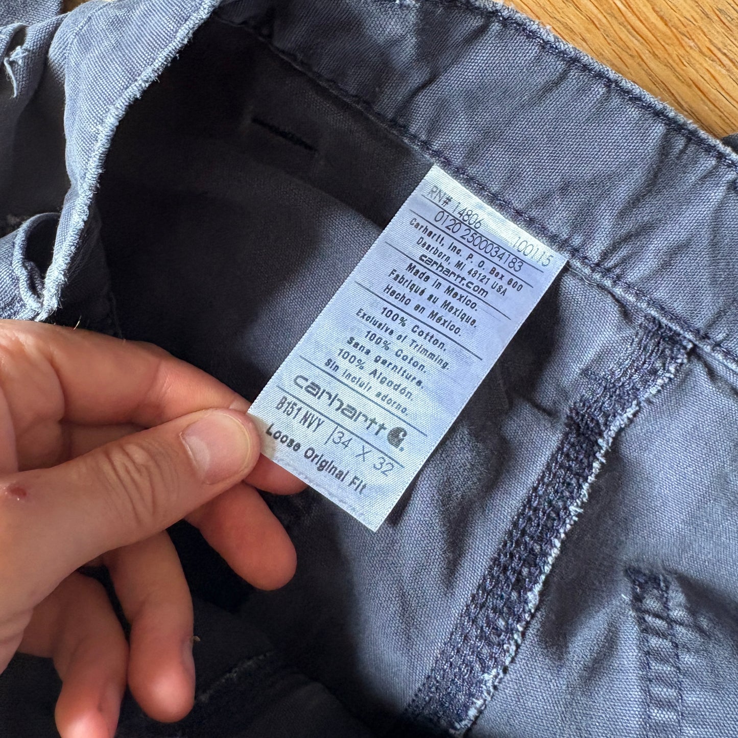 Vintage Carhartt Blue Navy Workwear Carpenter Baggy Trousers - 34S