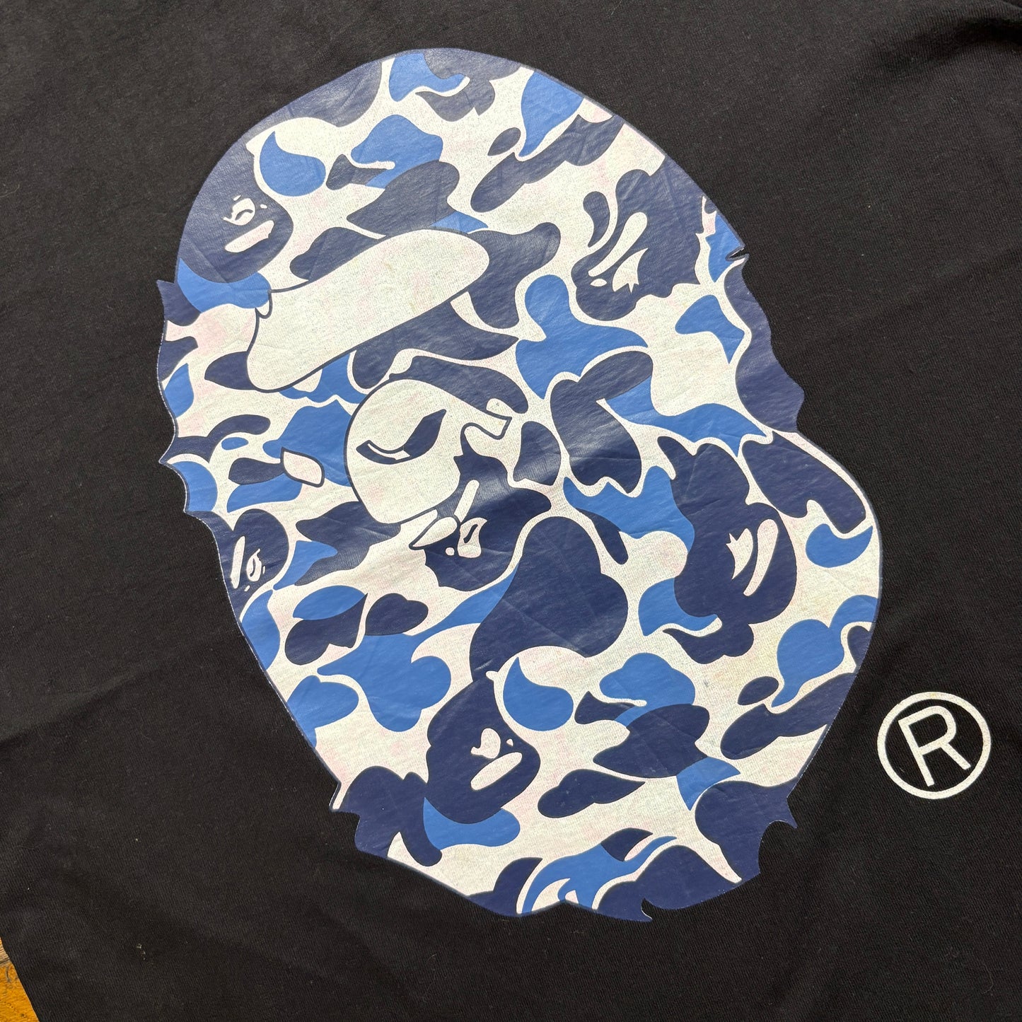 Vintage Bape Black Blue Camo Graphic T-Shirt - S