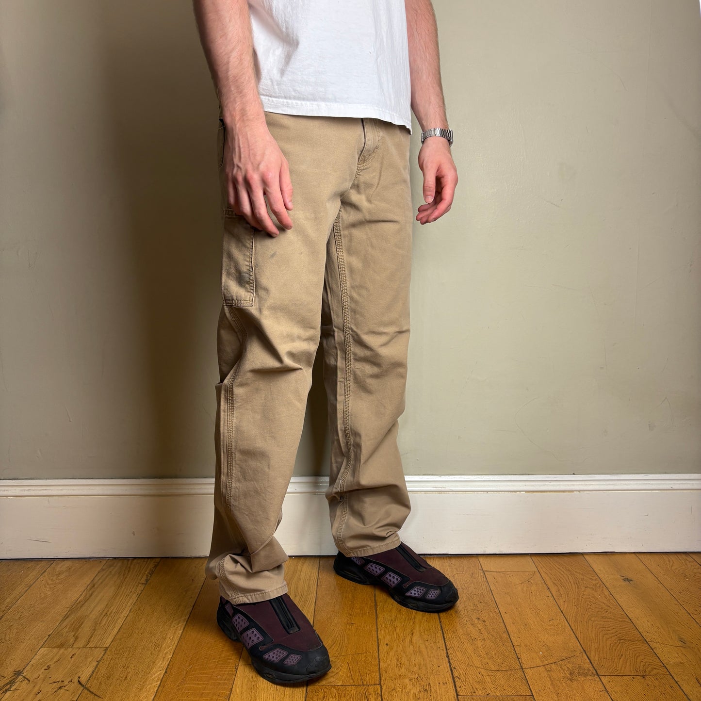 Vintage Carhartt Light Brown Workwear Carpenter Baggy Trousers - 32L