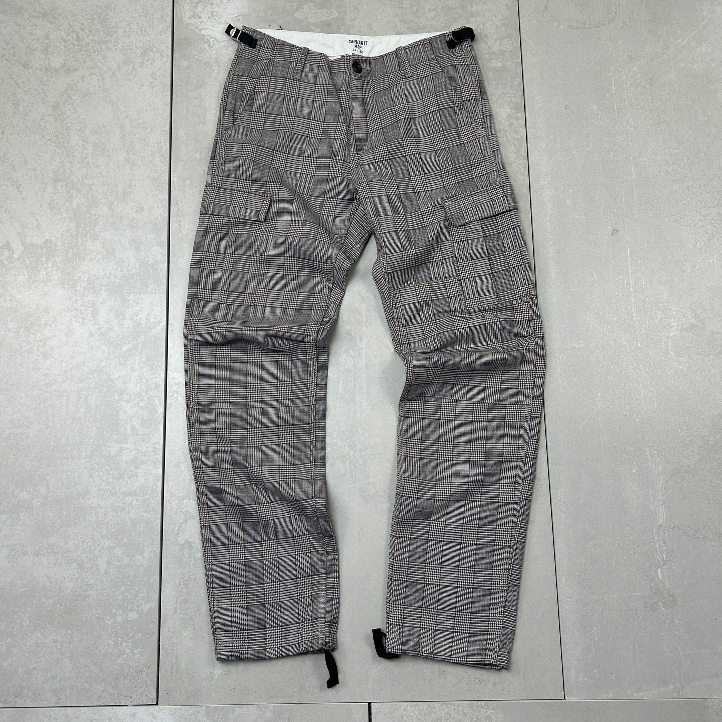 Vintage Carhartt Grey Check Workwear Carpenter Baggy Trousers - 32