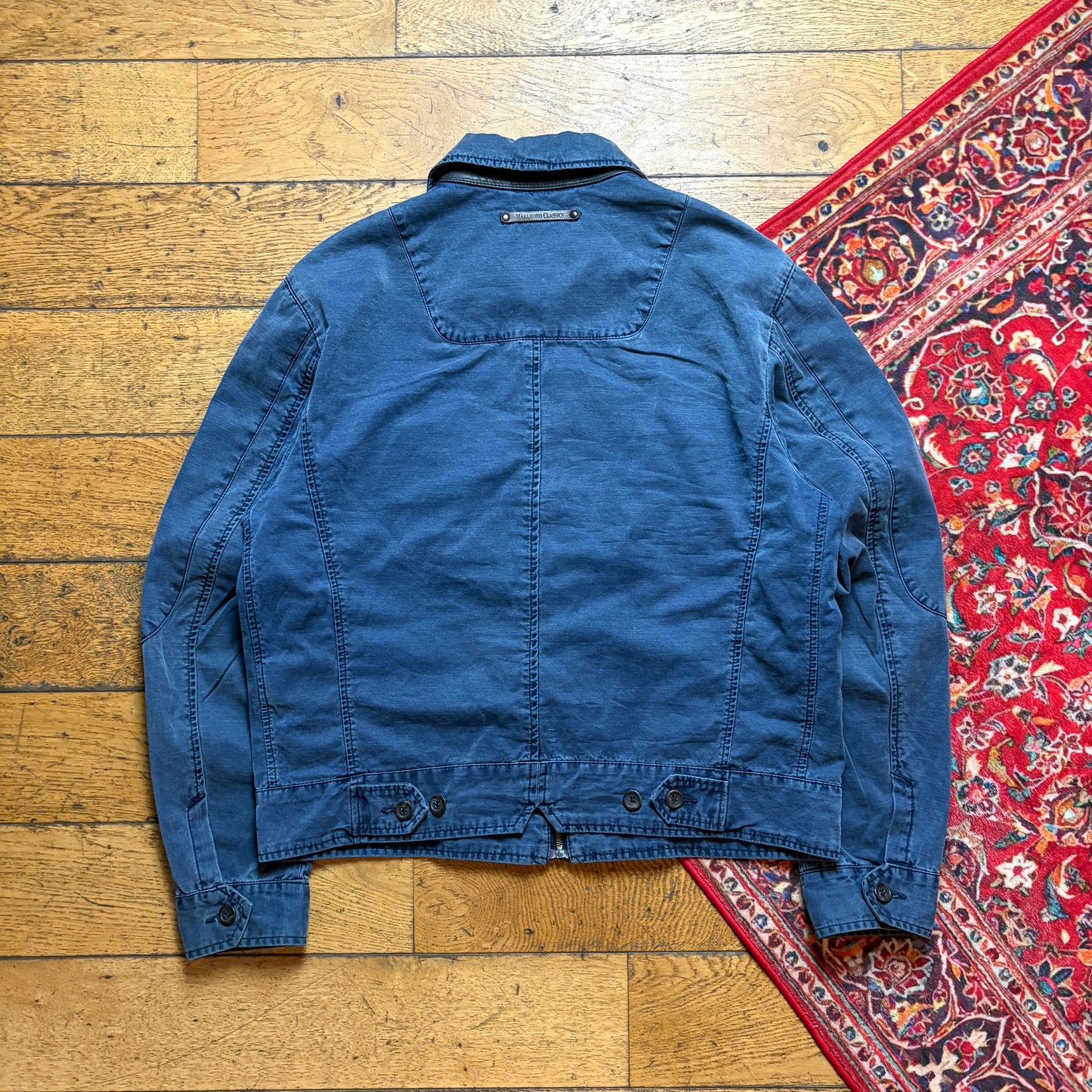 Vintage Marlboro Blue Cropped Fit Workwear Cargo Jacket - M