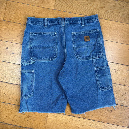 Vintage Carhartt Workwear Blue Baggy Carpenter Jorts Shorts - 34