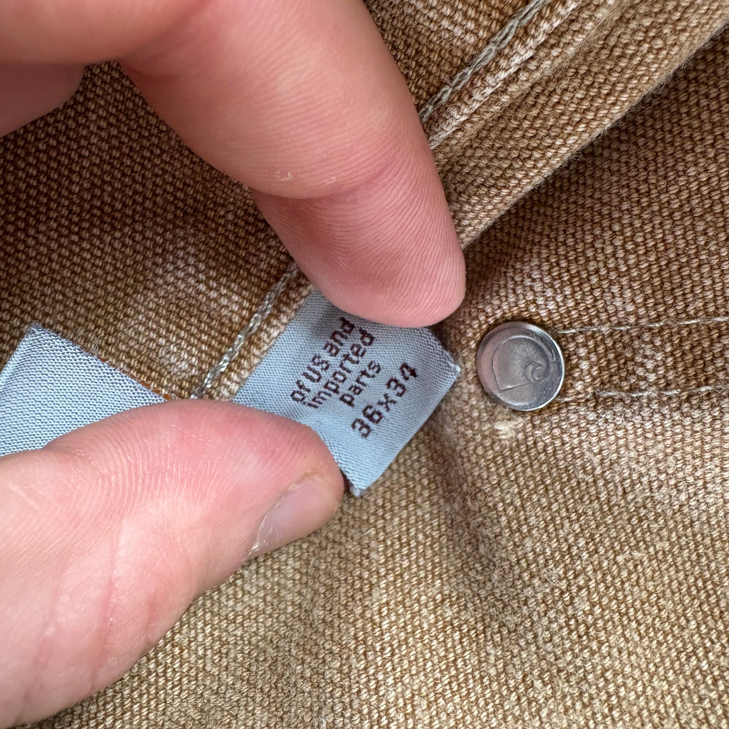 Vintage Carhartt Brown Double Knee Workwear Carpenter Baggy Trousers - 36