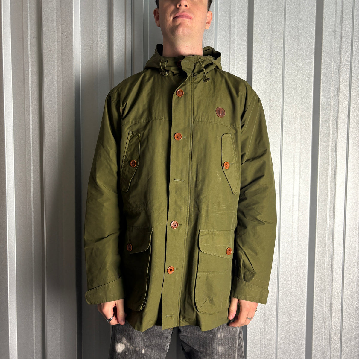 Vintage Fred Perry Green Parka Jacket Coat - L
