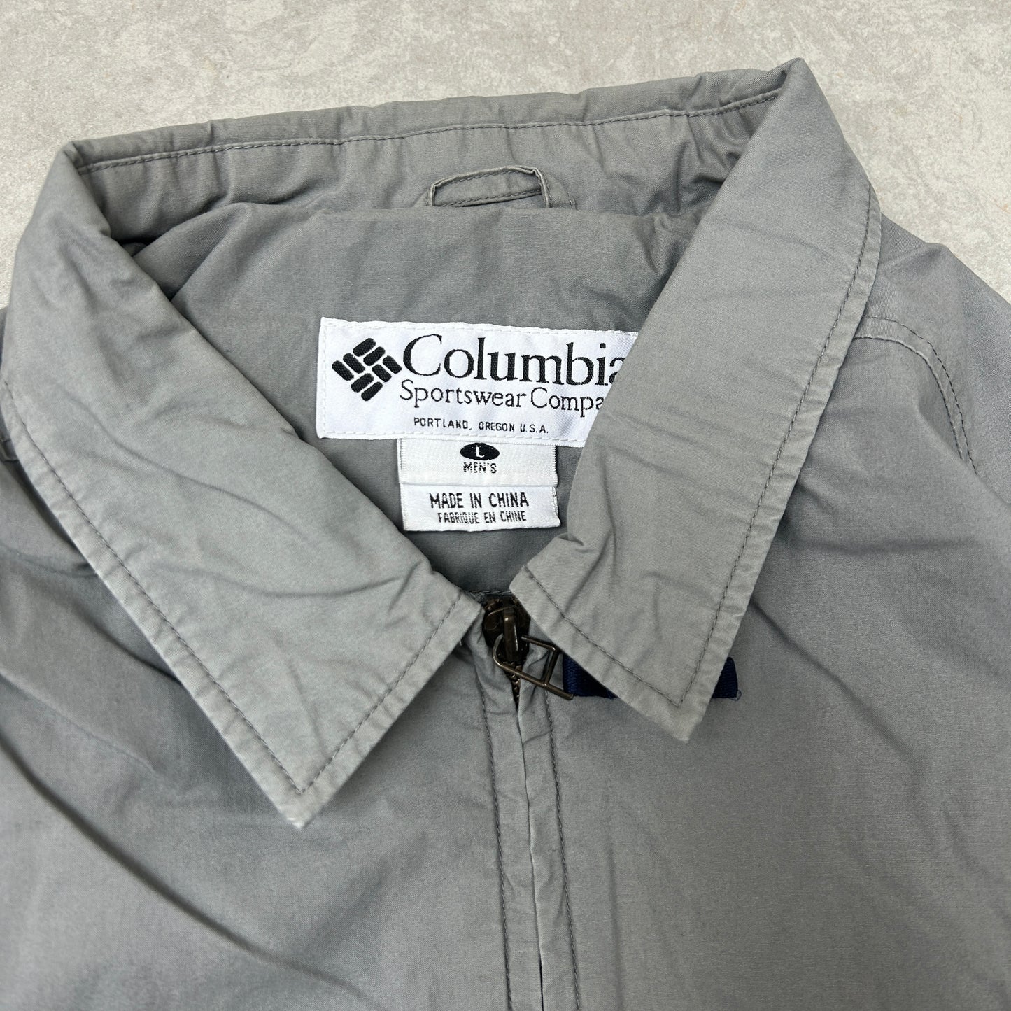 Vintage Columbia Embroidered Grey Harrington Detroit Workwear Jacket - L