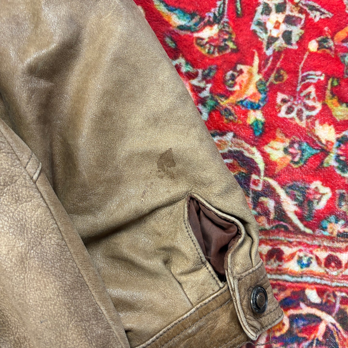 Vintage Bomber Aviator Brown Leather Jacket - M