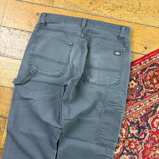 Vintage Dickies Workwear Carpenter Baggy Grey Trousers - 30