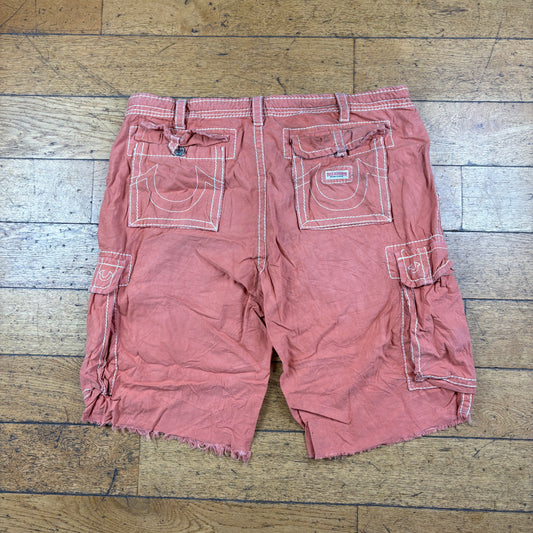 Vintage True Religion Salmon Pink Orange Embroidered Y2K Shorts Jorts - 44