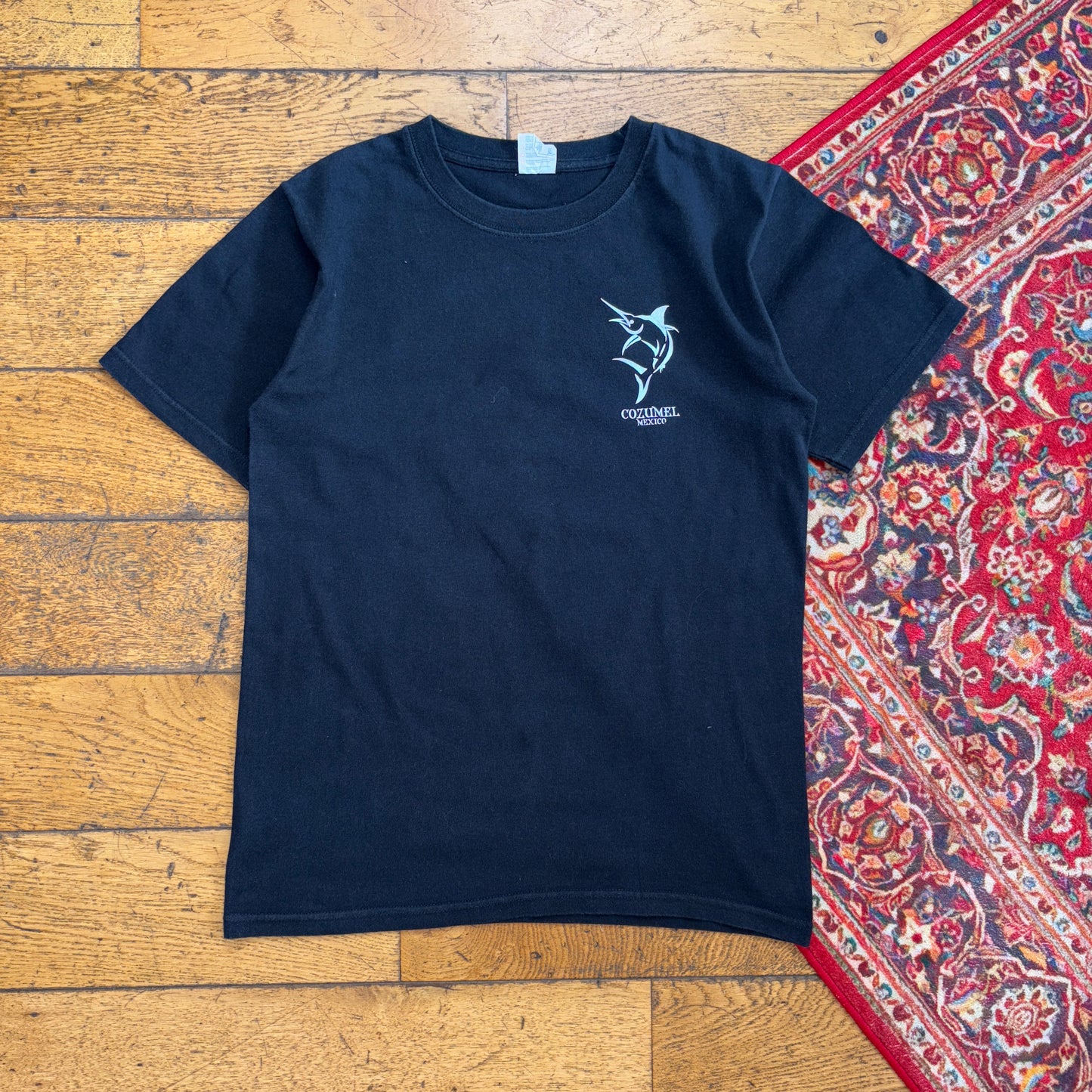 Vintage Mexico Fish Swordfish Black Graphic T-Shirt - XS