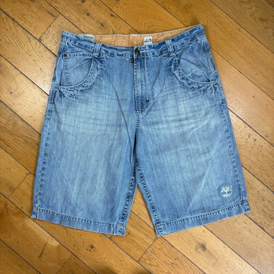 Vintage Timberland Embroidered Hip Hop Blue  Baggy Shorts Jorts - 40