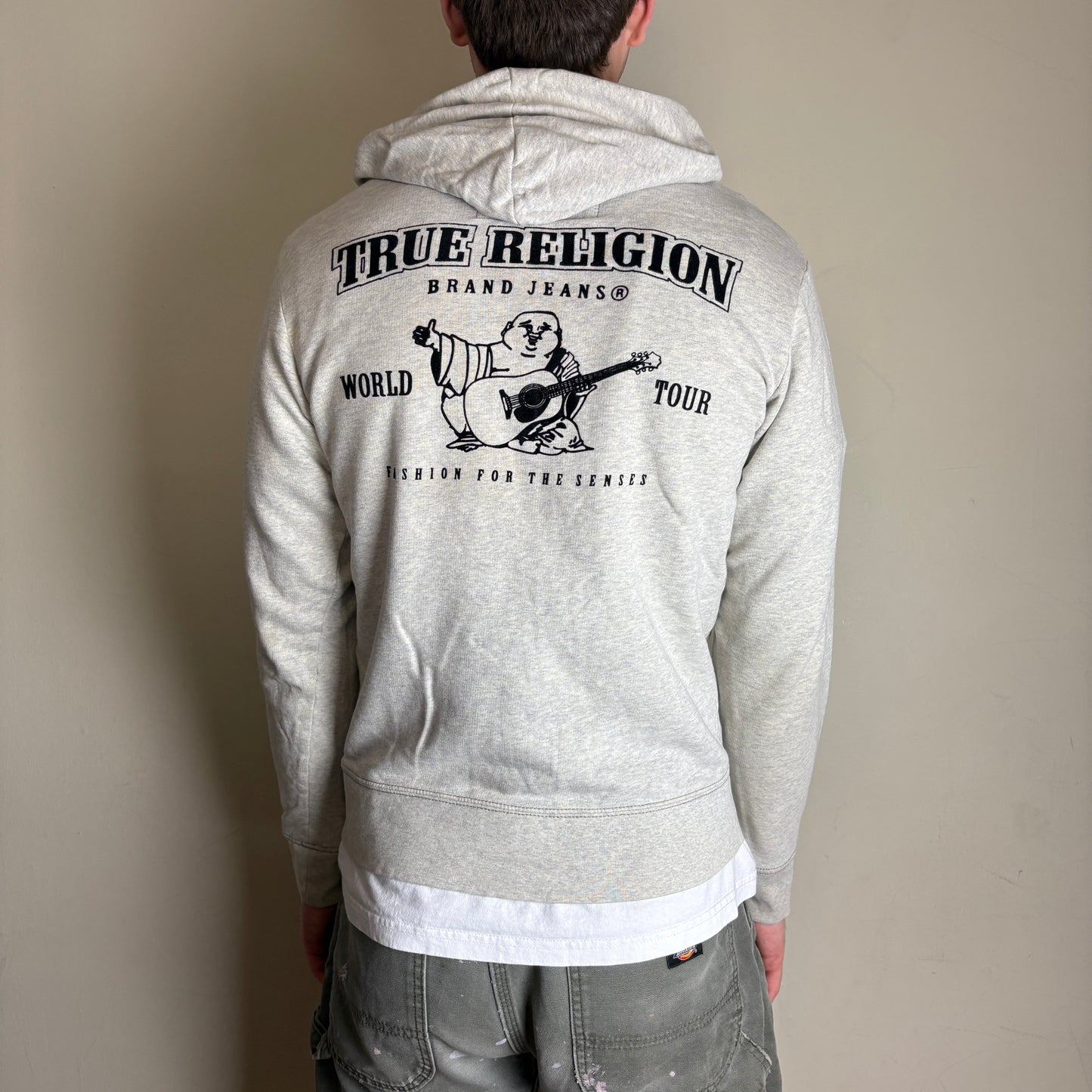 Vintage True Religion Grey Zip Hoodie Sweatshirt - S
