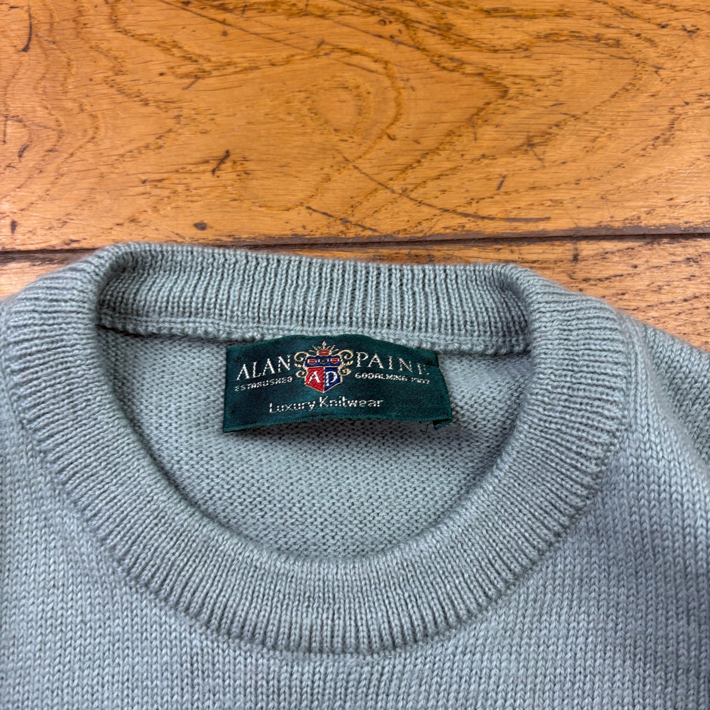 Vintage Blue Pattern Italian Chunky Knit Jumper - M