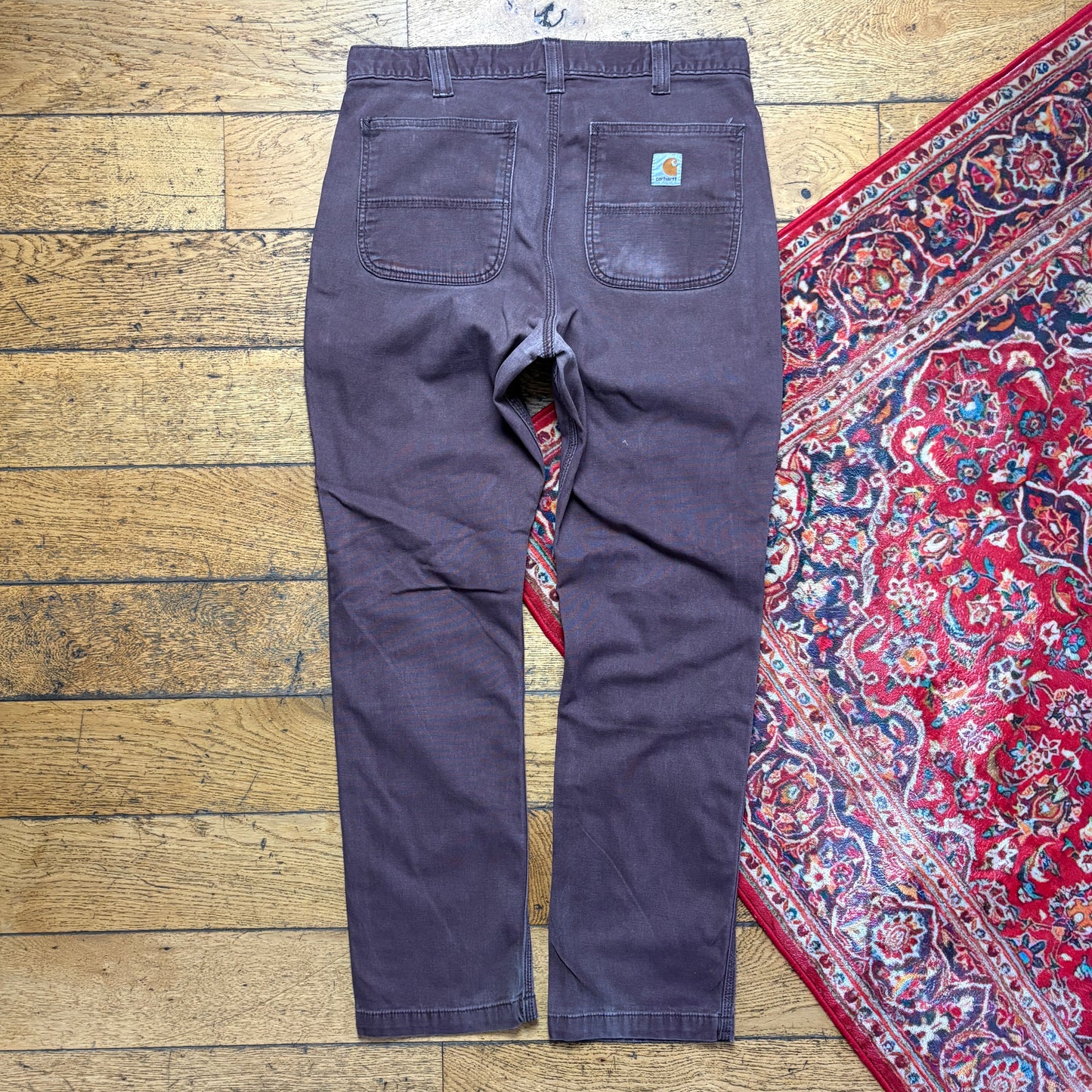 Vintage Carhartt Workwear Burgundy Carpenter Straight Trousers - 34R