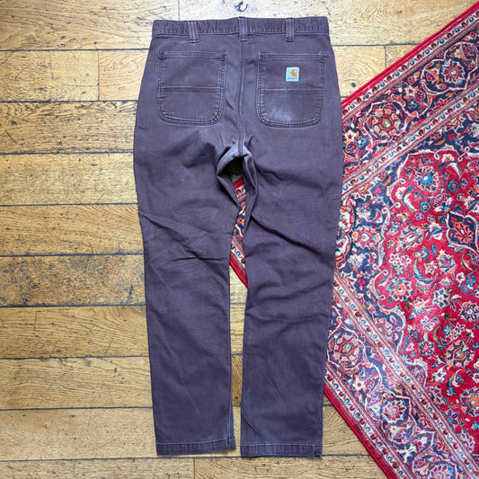 Vintage Carhartt Workwear Burgundy Carpenter Straight Trousers - 34R