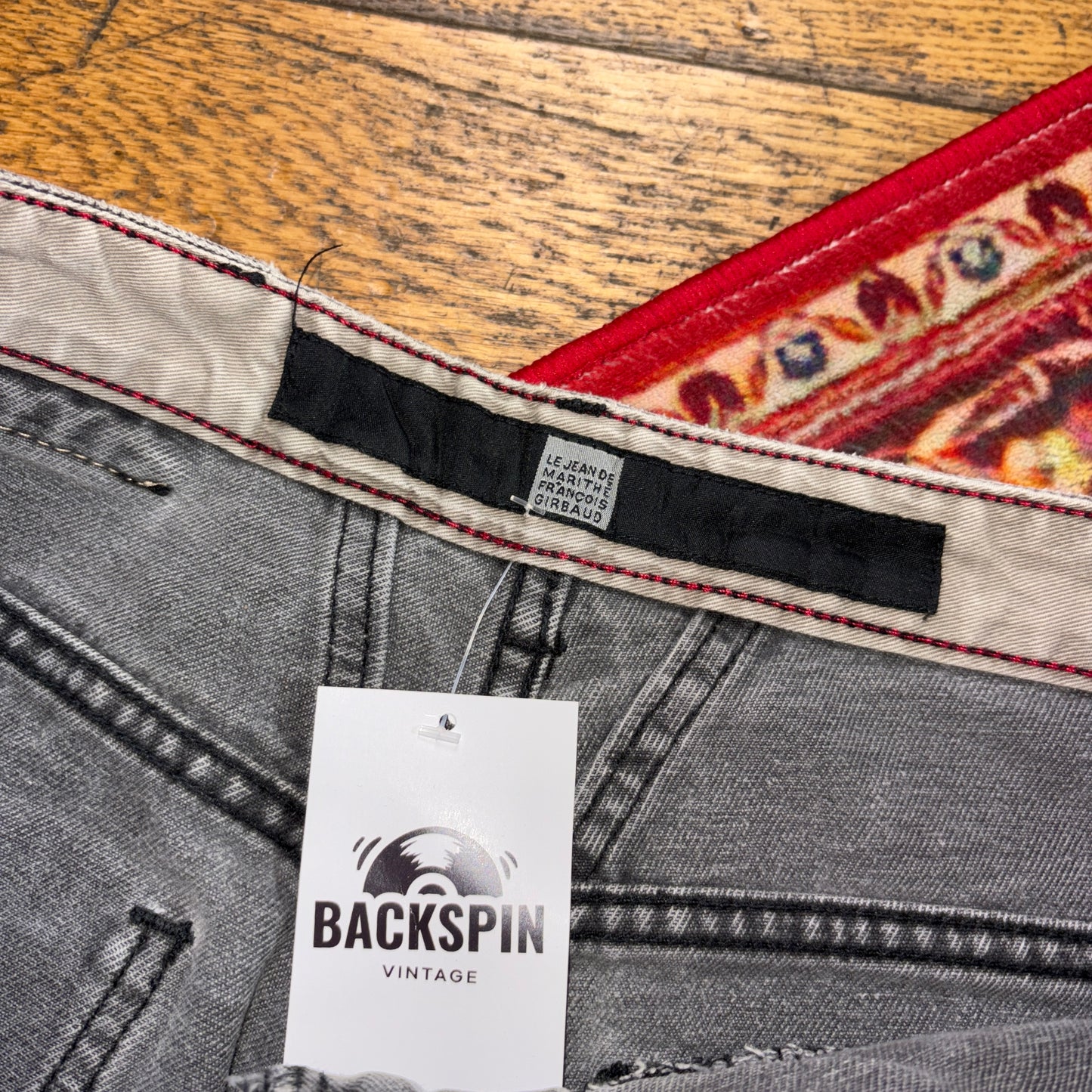Vintage Marithe Francois Girbaud Embroidered Hip Hop Grey Baggy Shorts Jorts -34