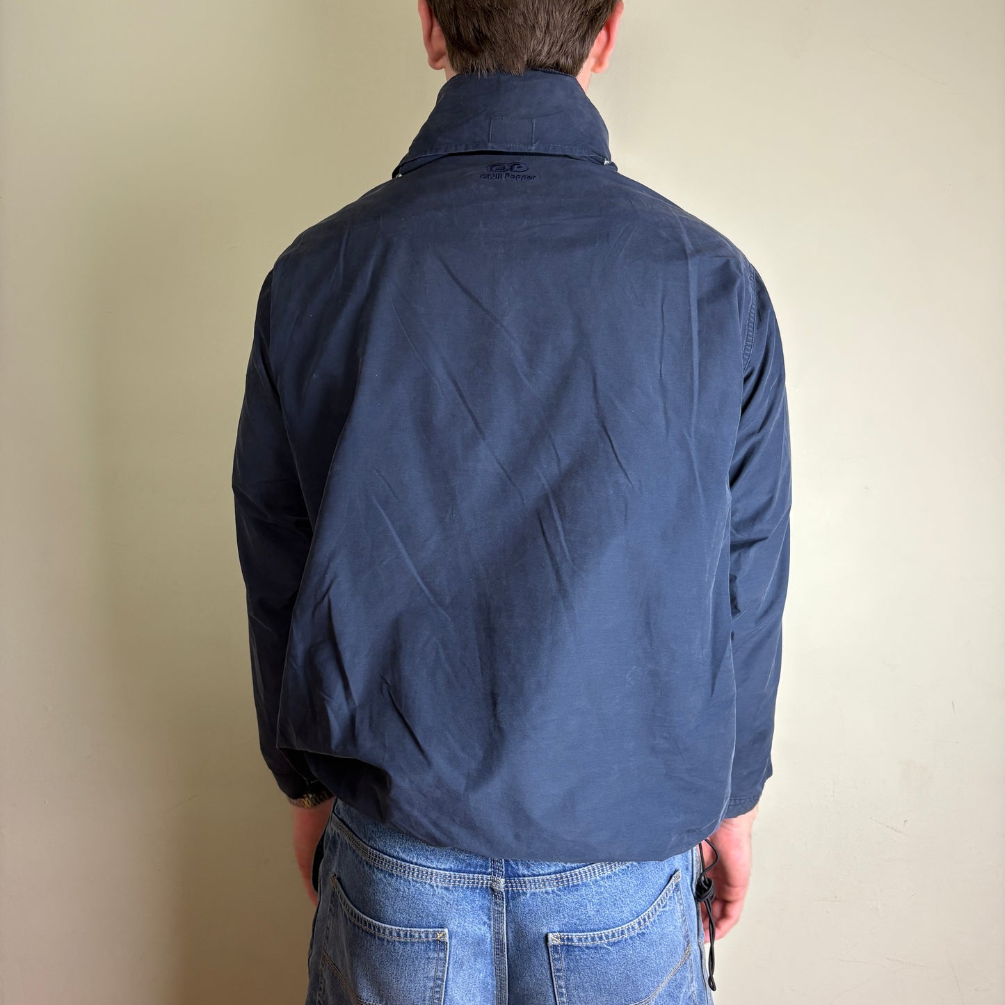 Vintage Chilli Pepper Navy Zip Kangaroo Pocket Jacket - M