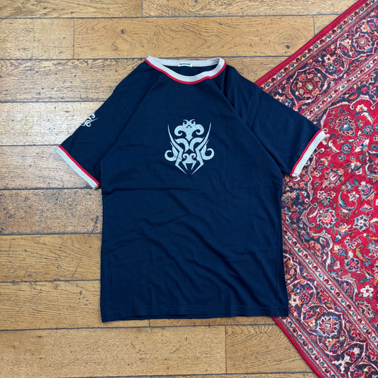 Vintage 90s Navy Raglan Graphic T-Shirt - S