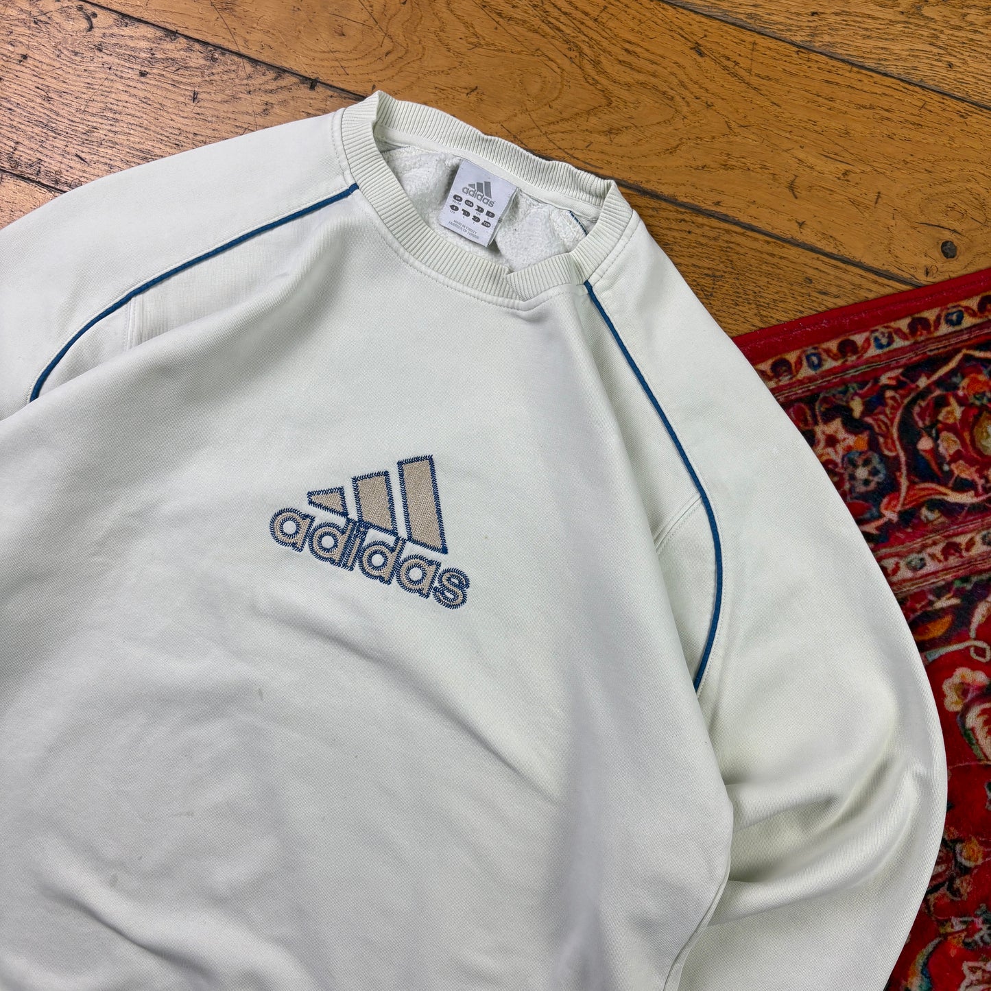 Vintage Adidas Cream Embroidered Sweatshirt - L