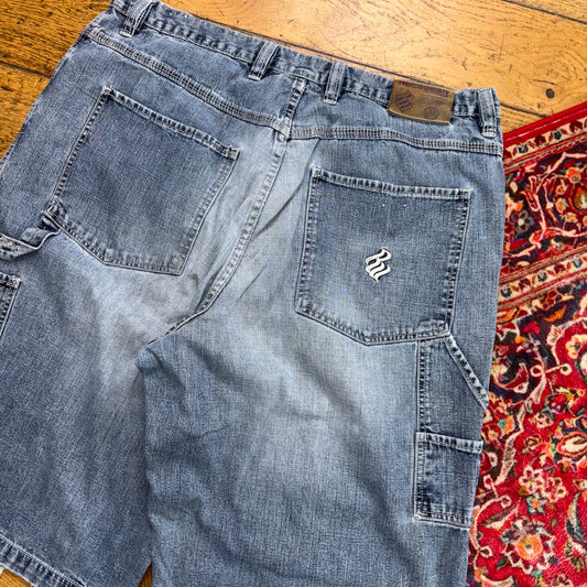 Vintage Rocawear Embroidered Hip Hop Blue Baggy Shorts Jorts - 38