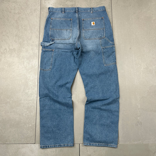 New Carhartt Double Knee Carpenter Baggy Blue Jeans - 36