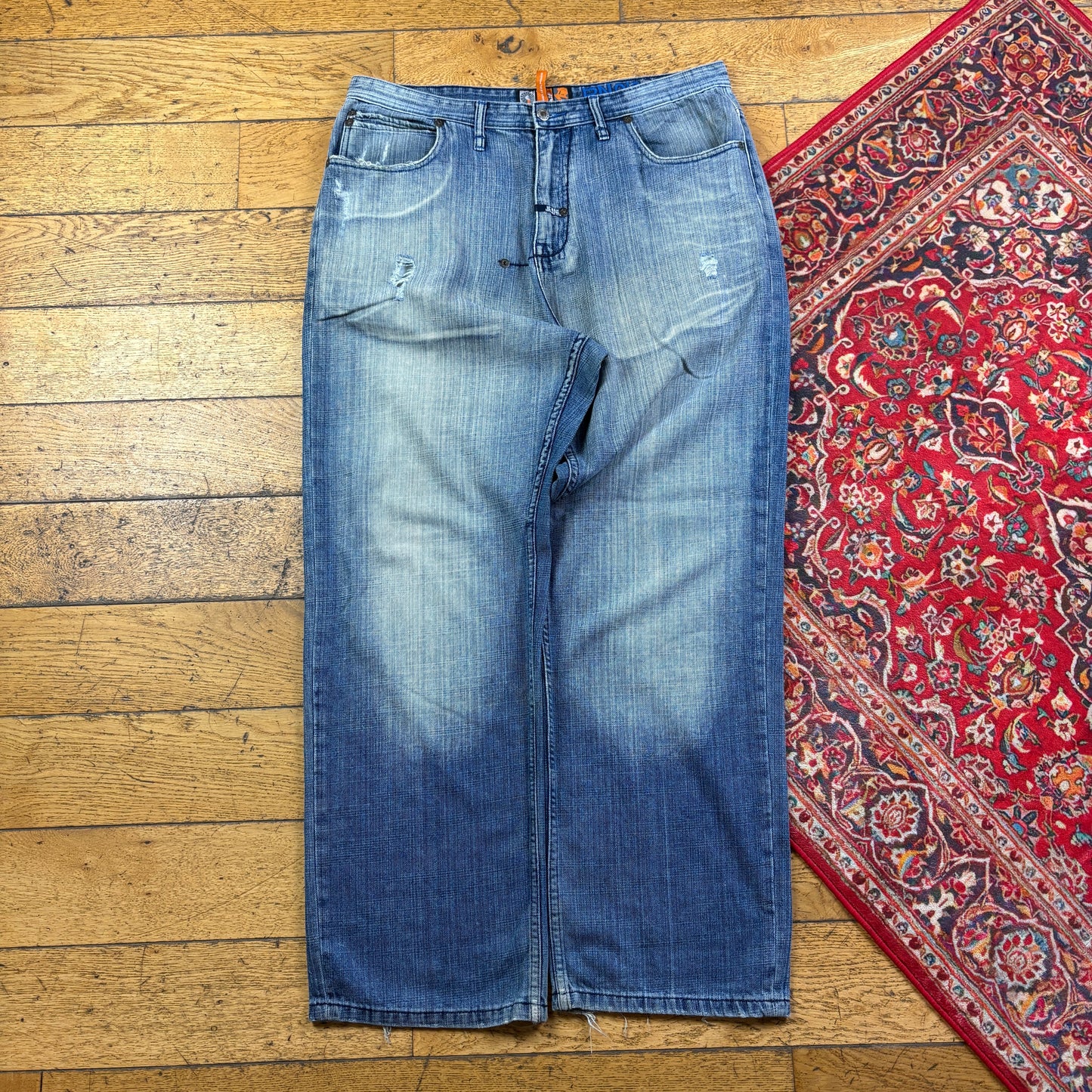 Vintage Akademiks Blue Embroidered Y2K Hip Hop Baggy Jeans - 38