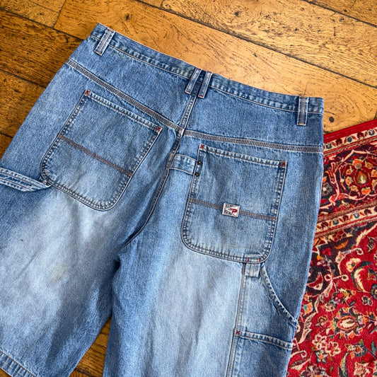 Vintage Paco Blue Embroidered Y2K Hip Hop Baggy Jeans Shorts Jorts - 40