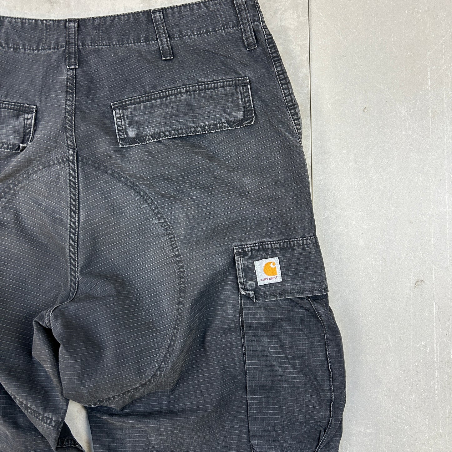 Vintage Carhartt Workwear Carpenter Cargo Black Baggy Trousers - 34