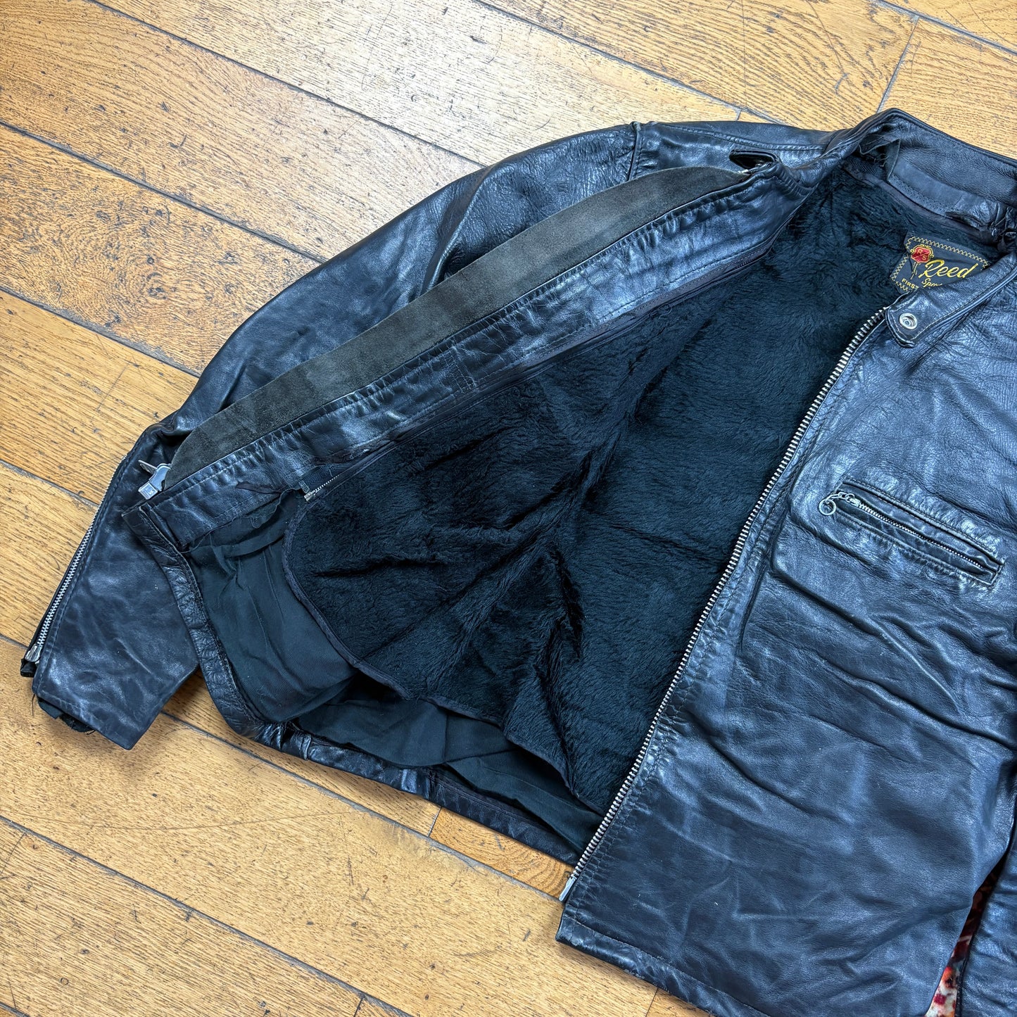 Vintage Black Biker Motorbike Leather Jacket - M