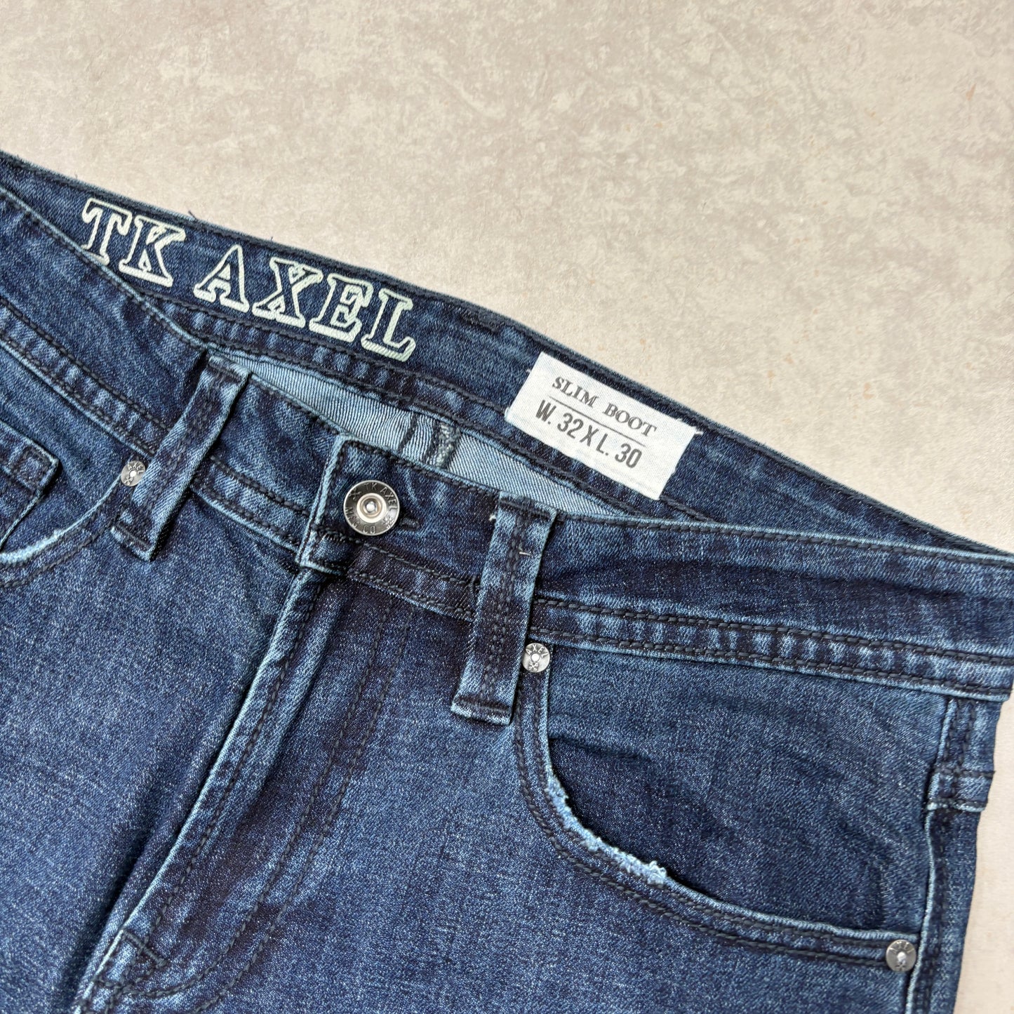 Vintage Axel Embroidered Hip Hop Blue Baggy Jeans - 32