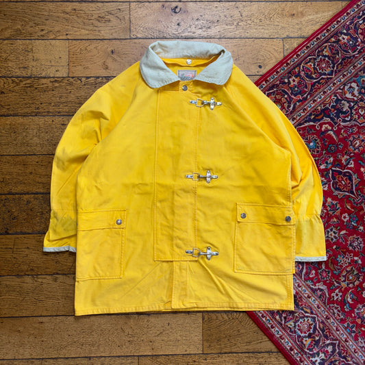 Vintage Harvey Yellow Fireman Clasp Trench Coat Jacket - XL
