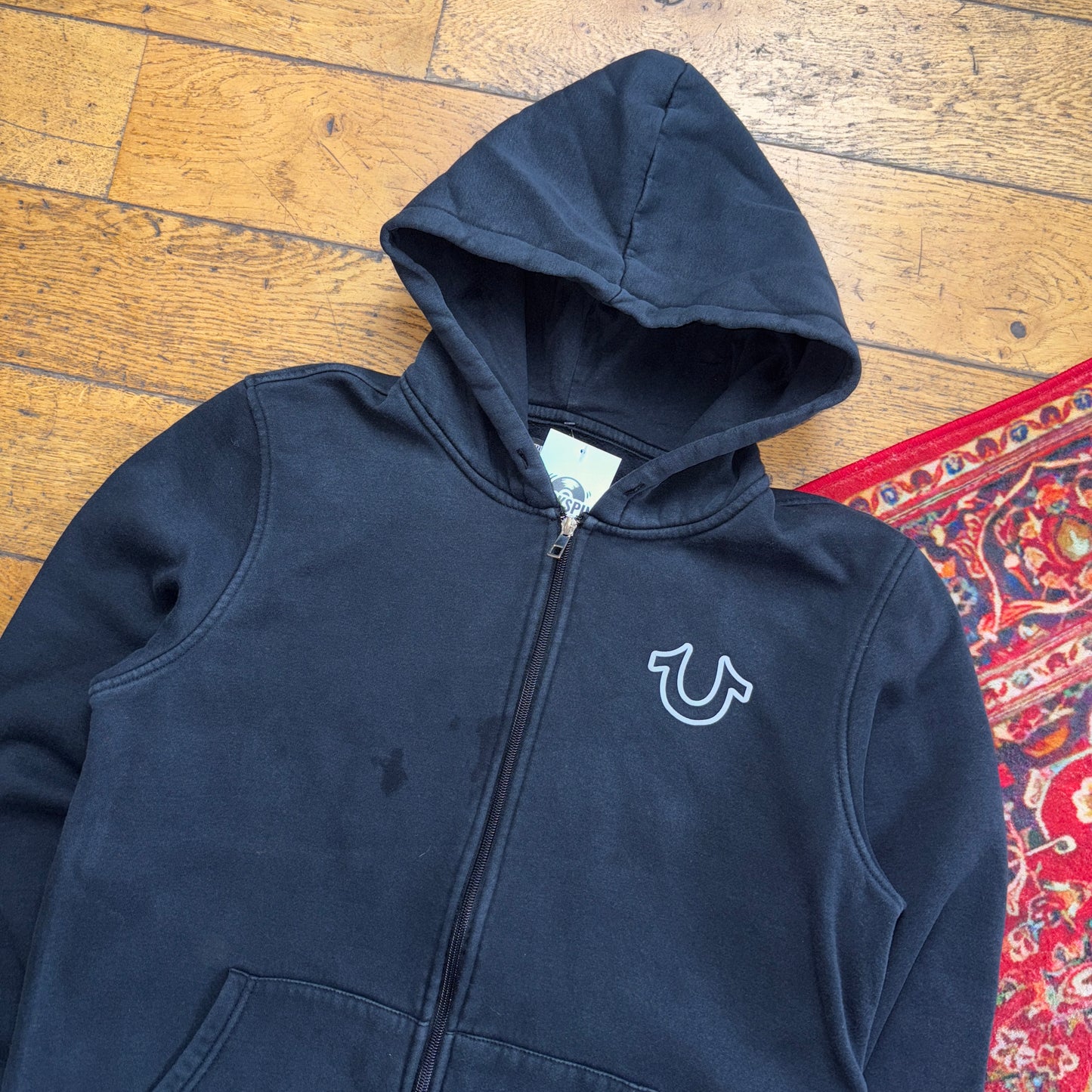 Vintage True Religion Black Zip Hoodie Sweatshirt - S