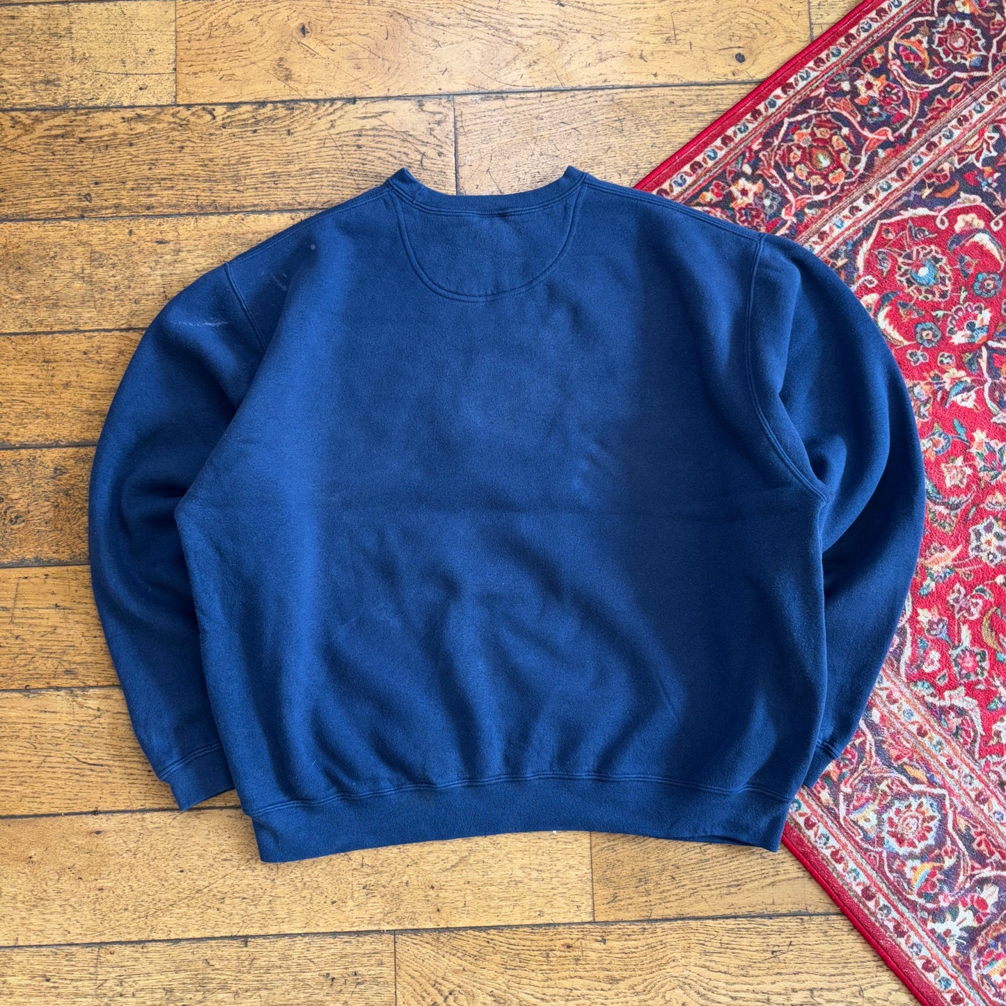 Vintage 90s Nike Navy Swoosh Georgia Tech Boxy Embroidered Sweatshirt - XL