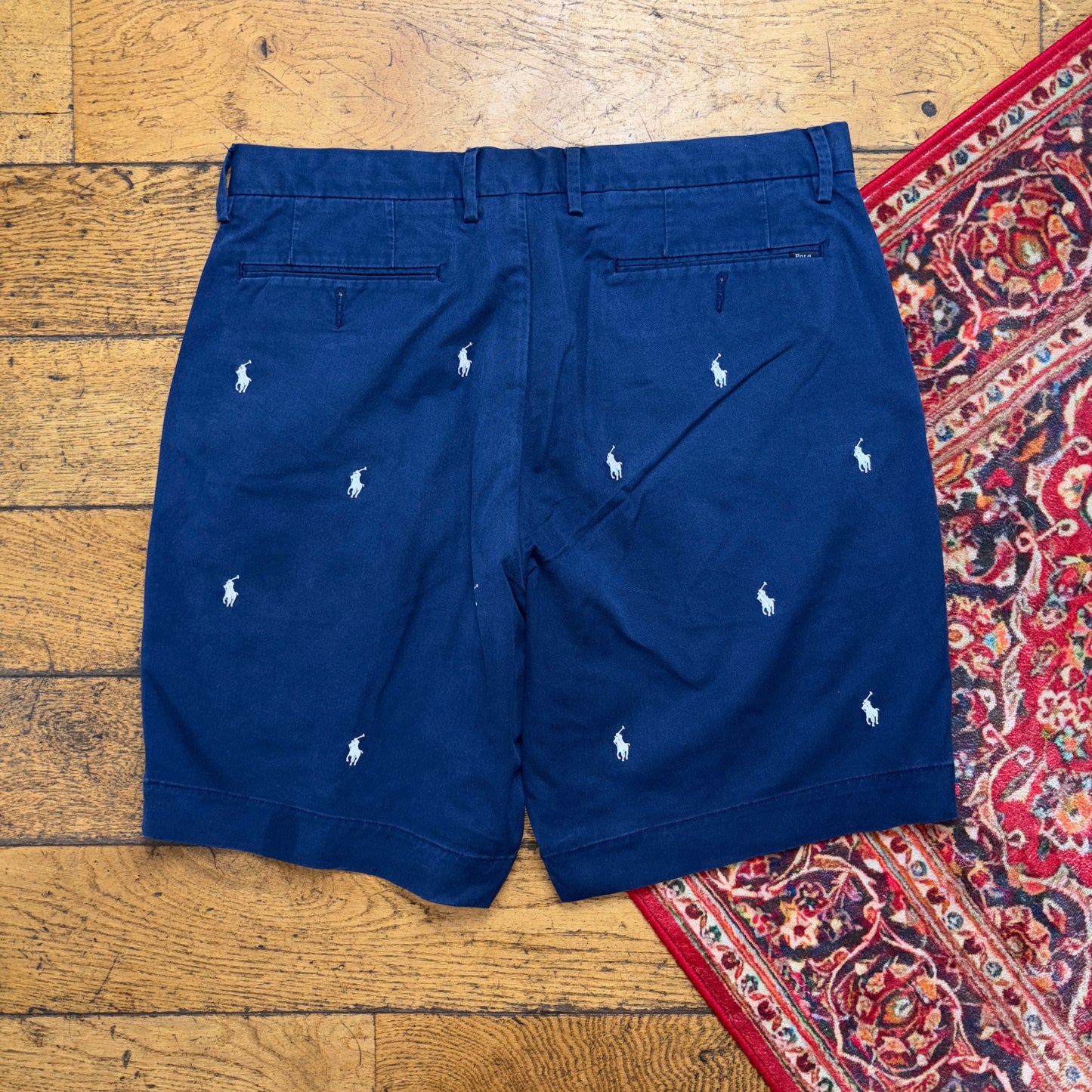 Vintage Ralph Lauren Embroidered Y2K Navy Blue Baggy Shorts Jorts - 34