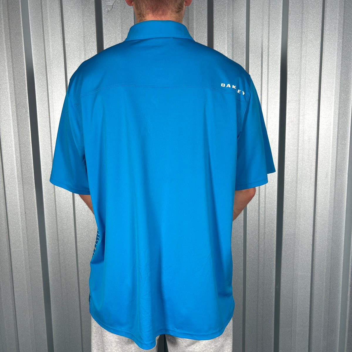 Oakley Blue Stripe Golf Polo T Shirt - 2XL