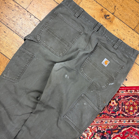 Vintage Carhartt Green Workwear Carpenter Baggy Trousers - 36