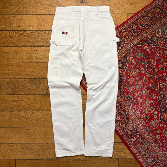 Vintage Dickies Workwear Carpenter White Baggy Trousers - 34L