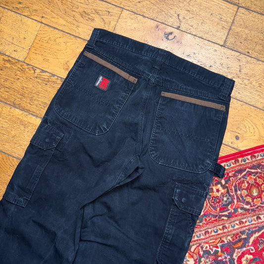 Vintage Wrangler Black Carpenter Workwear Baggy Trousers - 31S